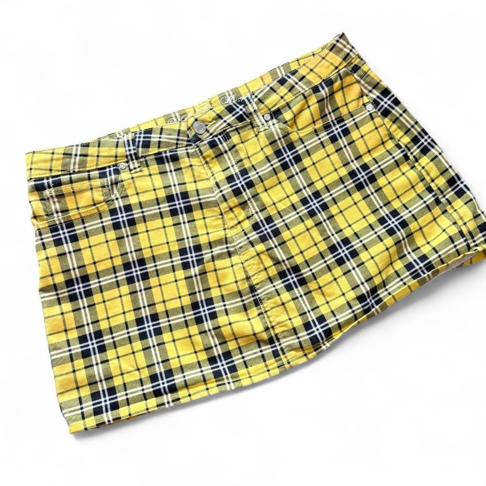 vintage yellow plaid skirt